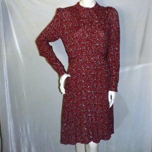 Paris Atelier & Other Stories Womens 4 Long Sleeve Midi Dress Red Ditsy Floral